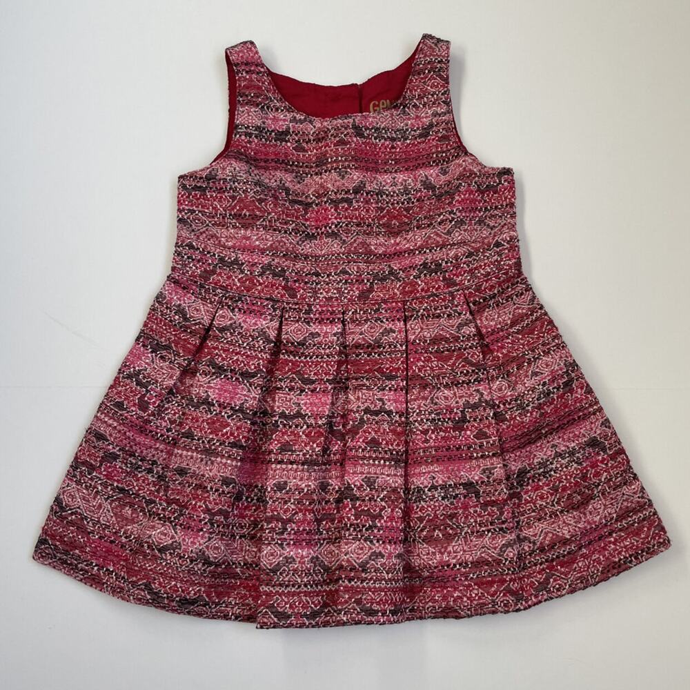 Genuine Kids Pink And Red Pleated Dress